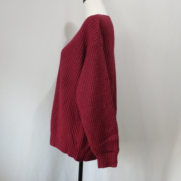 L.A Hearts Burgundy Crewneck Ribbed Knit Long Sleeve Pullover Sweater XS - Picture 5 of 10